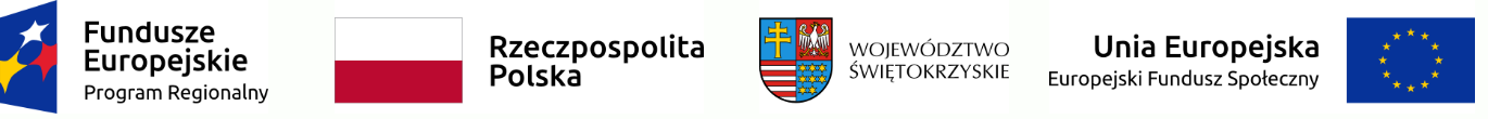 Logo Fundusze Europejskie - Program Regionalny, Rzeczpospolita Polska, Województwo Świętokrzyskie, Unia Europejska - Europejski Fundusz Społeczny